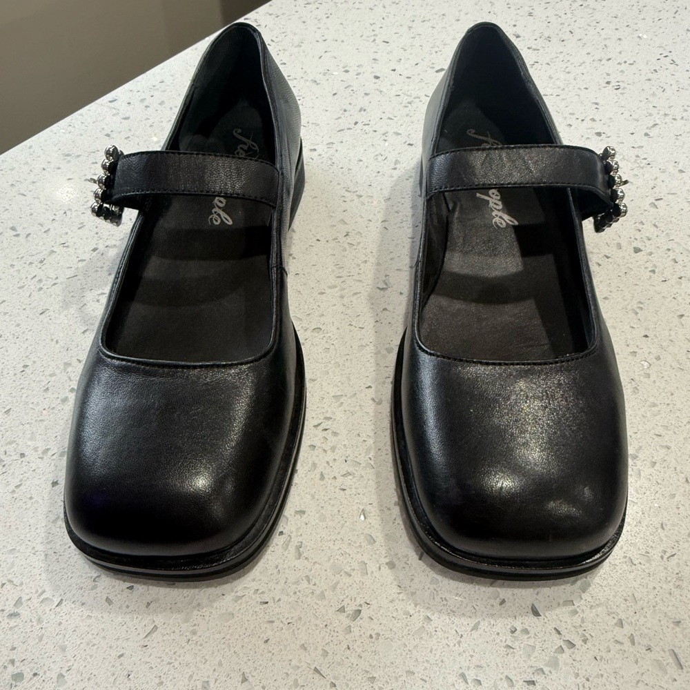 Free People Rumor Diamanté Black Mary Jane Flats Rhinestone Buckle Accent 6.5 - Picture 12 of 13